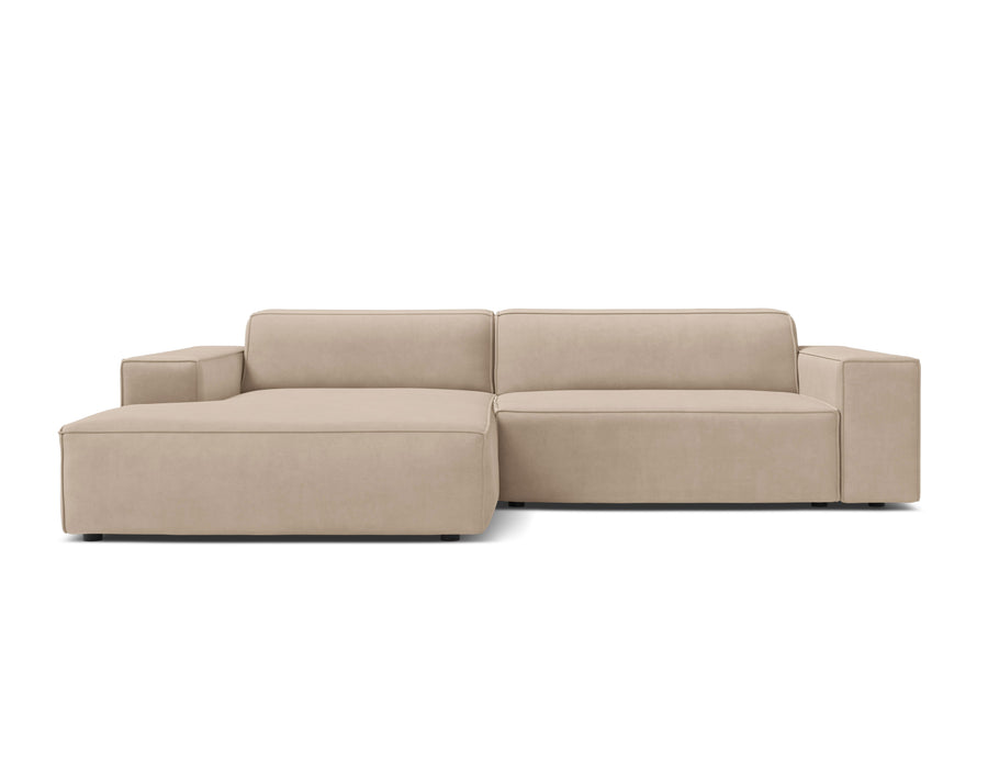 Left-facing 3-seater sofa JODIE in beige velvet — Micadoni