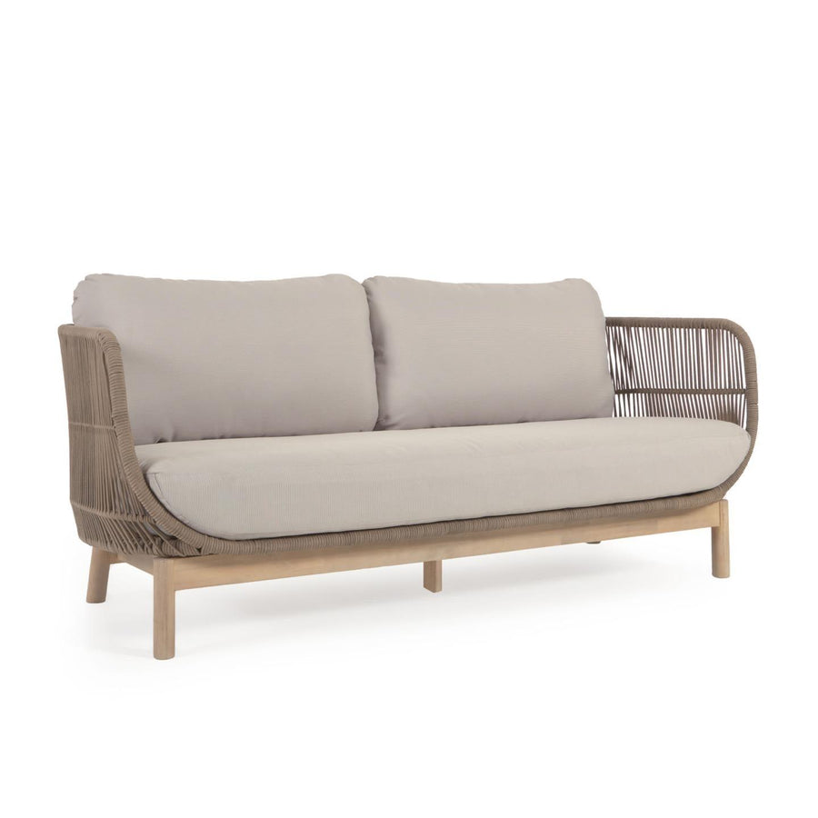 Catalina beige 3-person sofa with solid wood finish — Kave Home