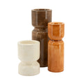 ROANY ONE Candle Holder Set in Brown with Orange and Beige — By Boo
