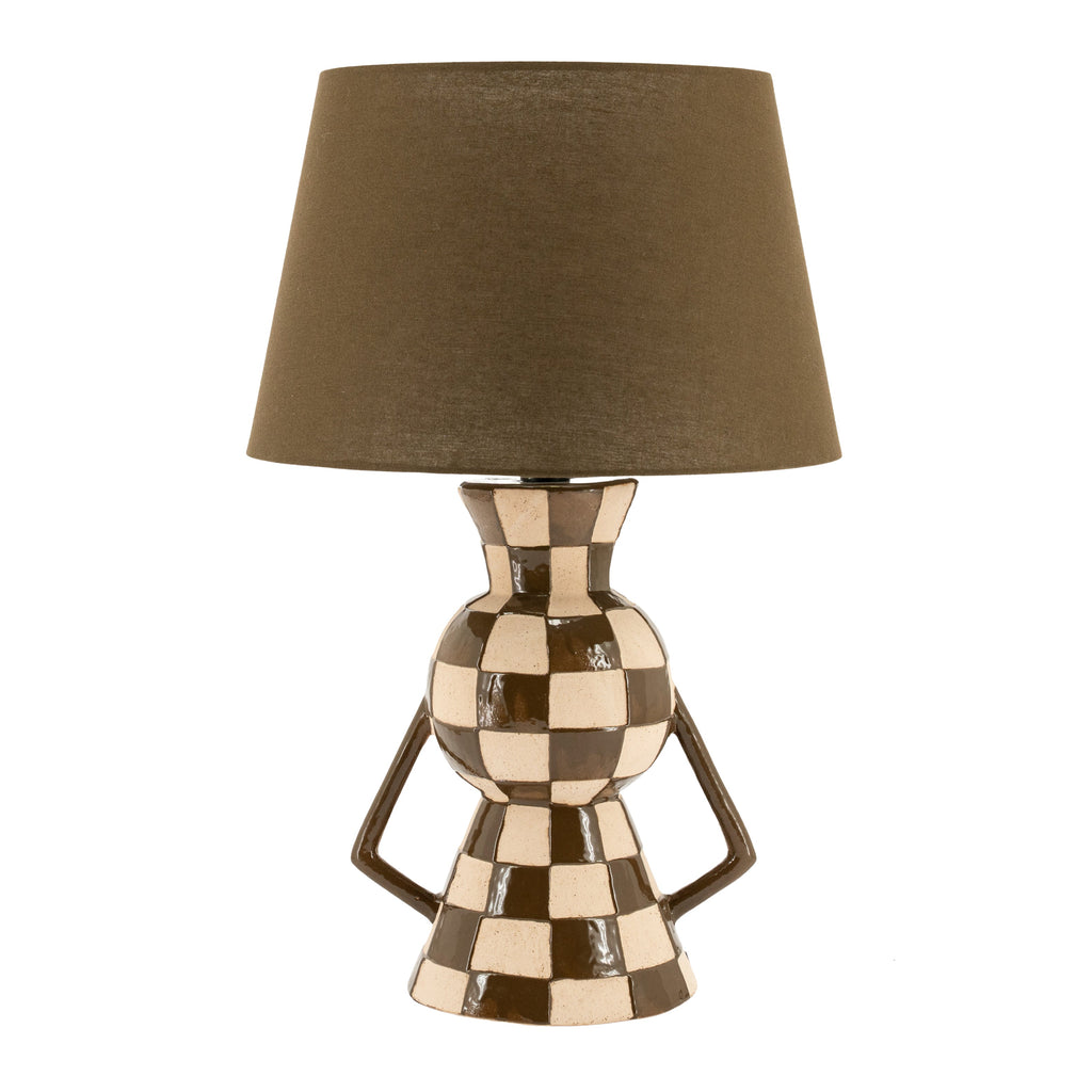 BLOCSY ONE Table Lamp in Brown with Beige — By Boo