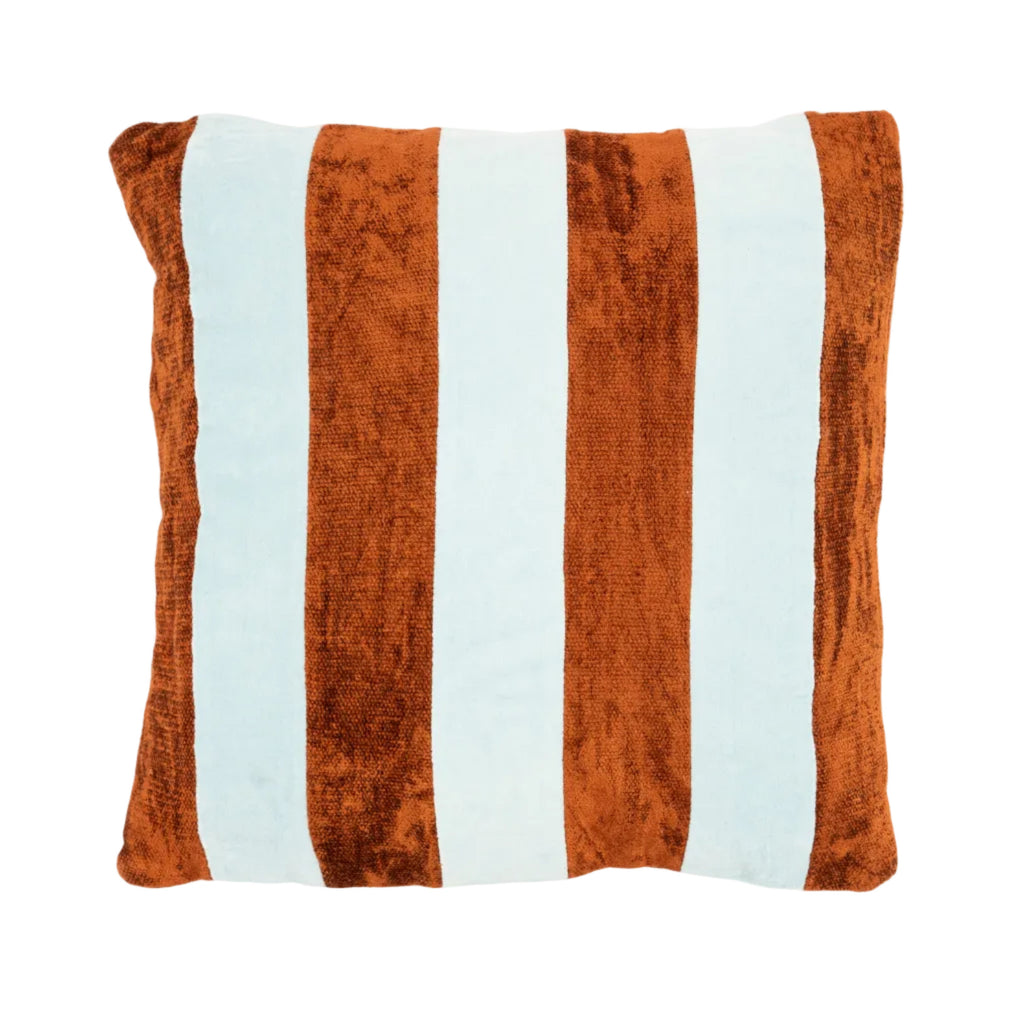 STRIPEY cushion in light blue with caramel. — By Boo