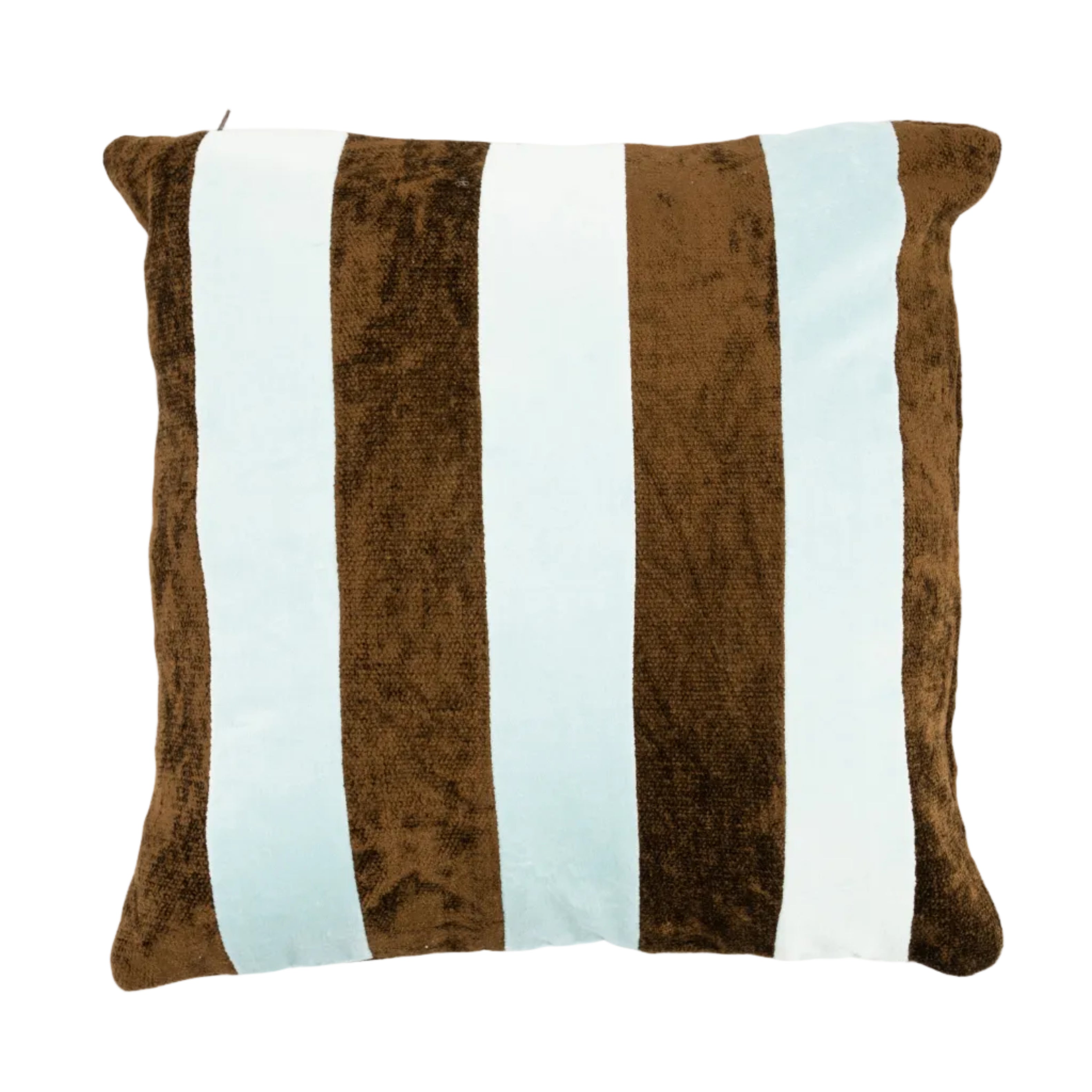 STRIPEY cushion in light blue with brown — By Boo