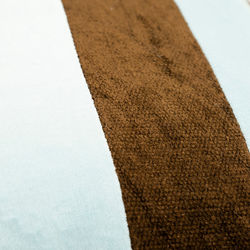STRIPEY cushion in light blue with brown — By Boo