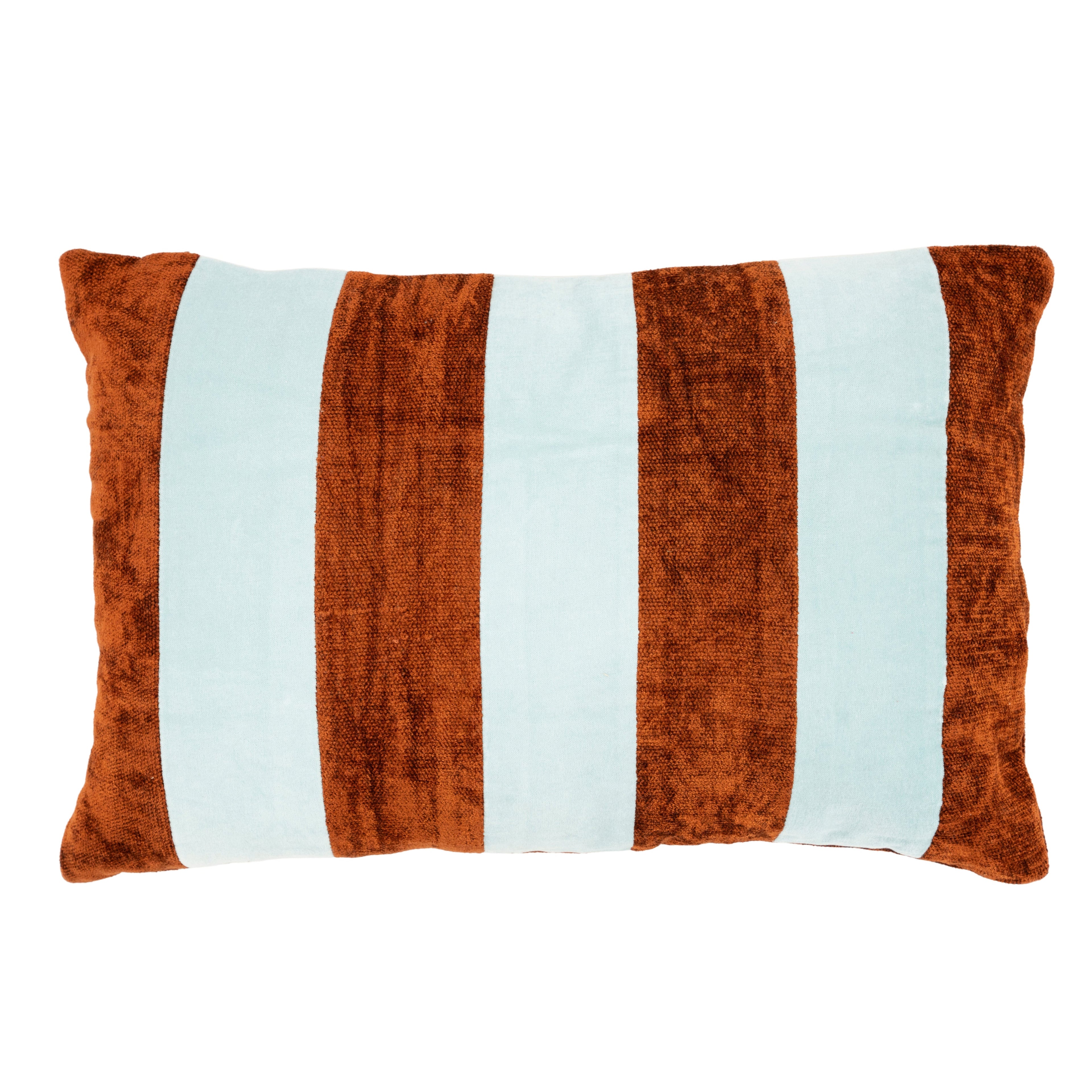 STRIPEY cushion in light blue with caramel. — By Boo