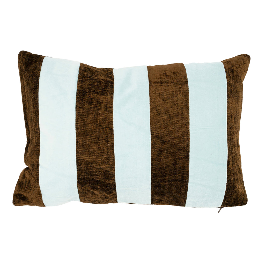 STRIPEY cushion in light blue with brown — By Boo