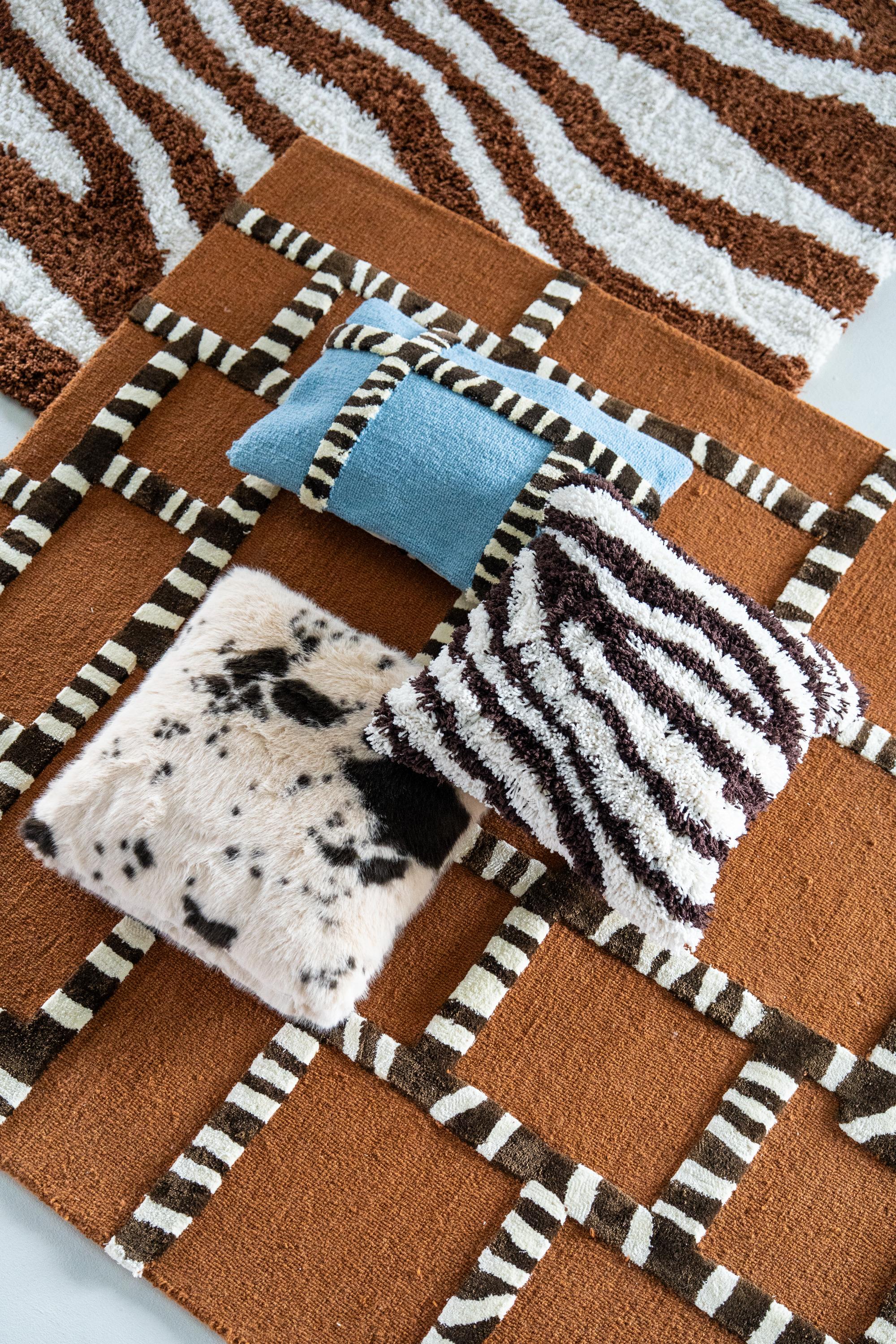 STRIPESCAPE cushion in light blue with a pattern — By Boo