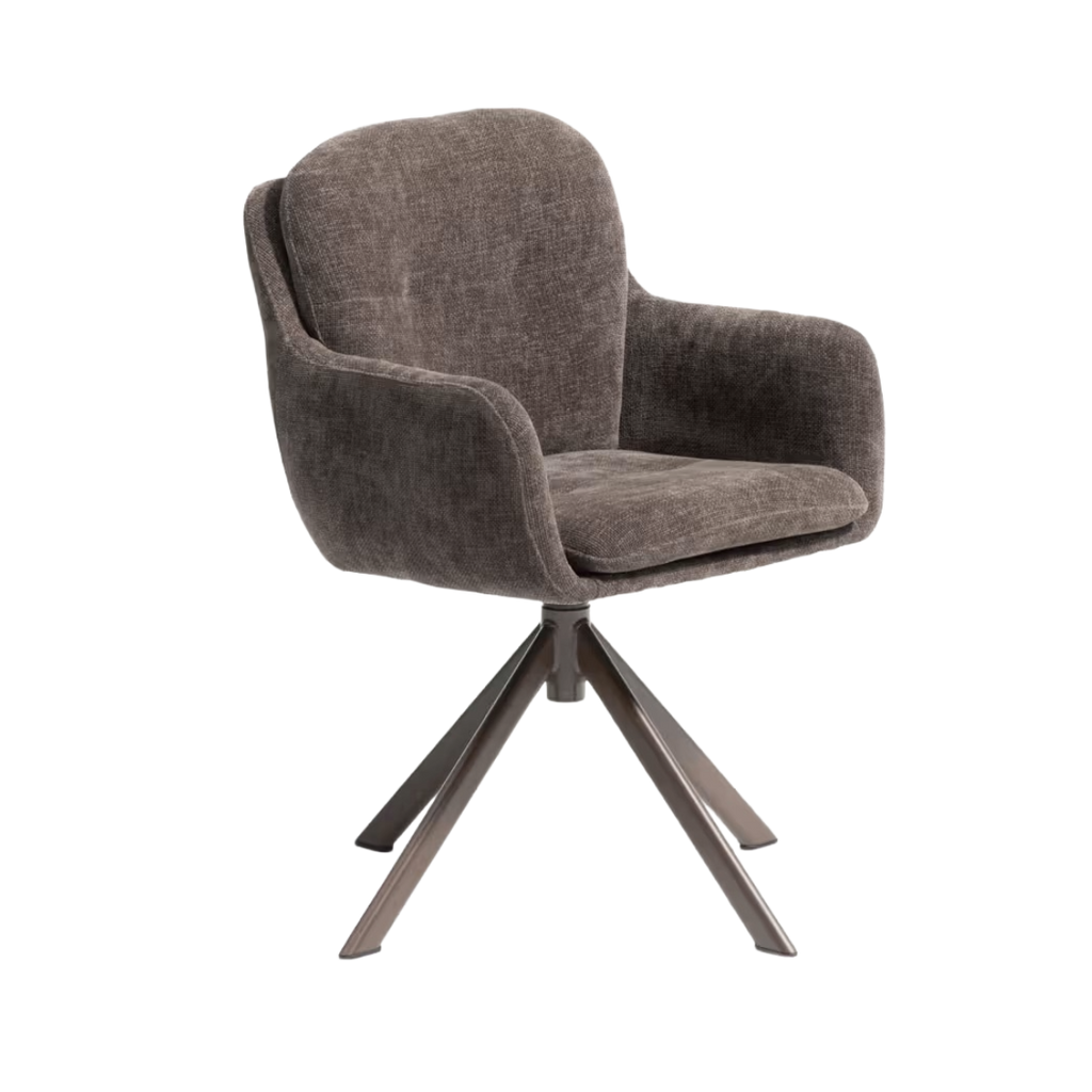 LEXA swivel chair in brown chenille — Kave Home