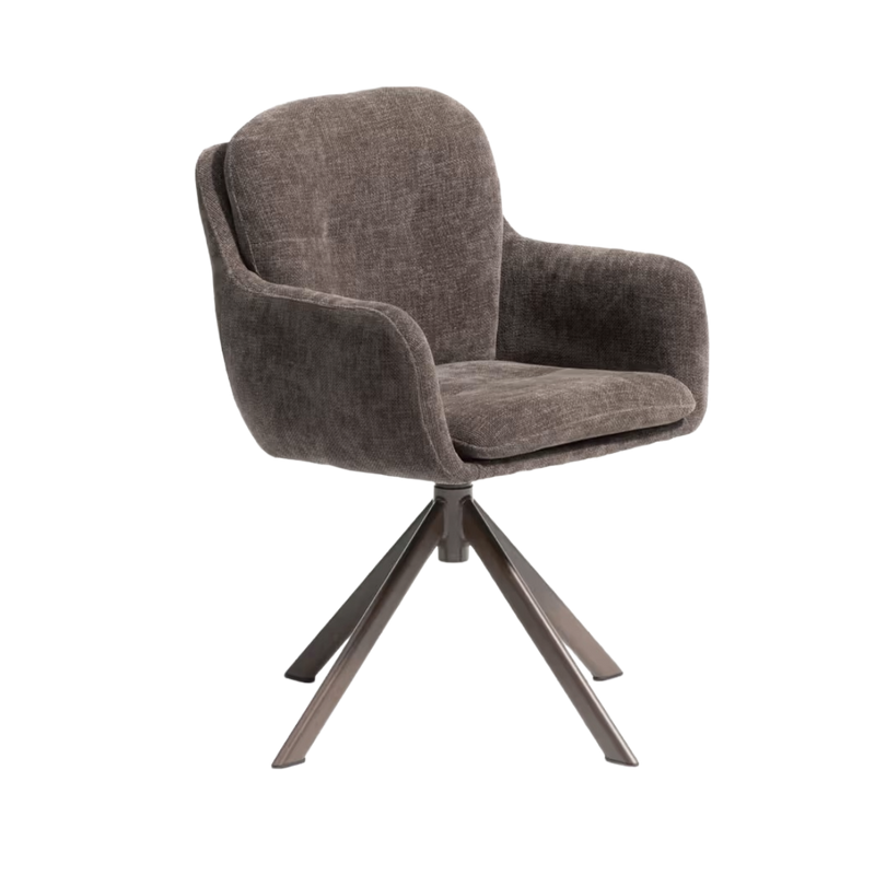 LEXA swivel chair in brown chenille — Kave Home