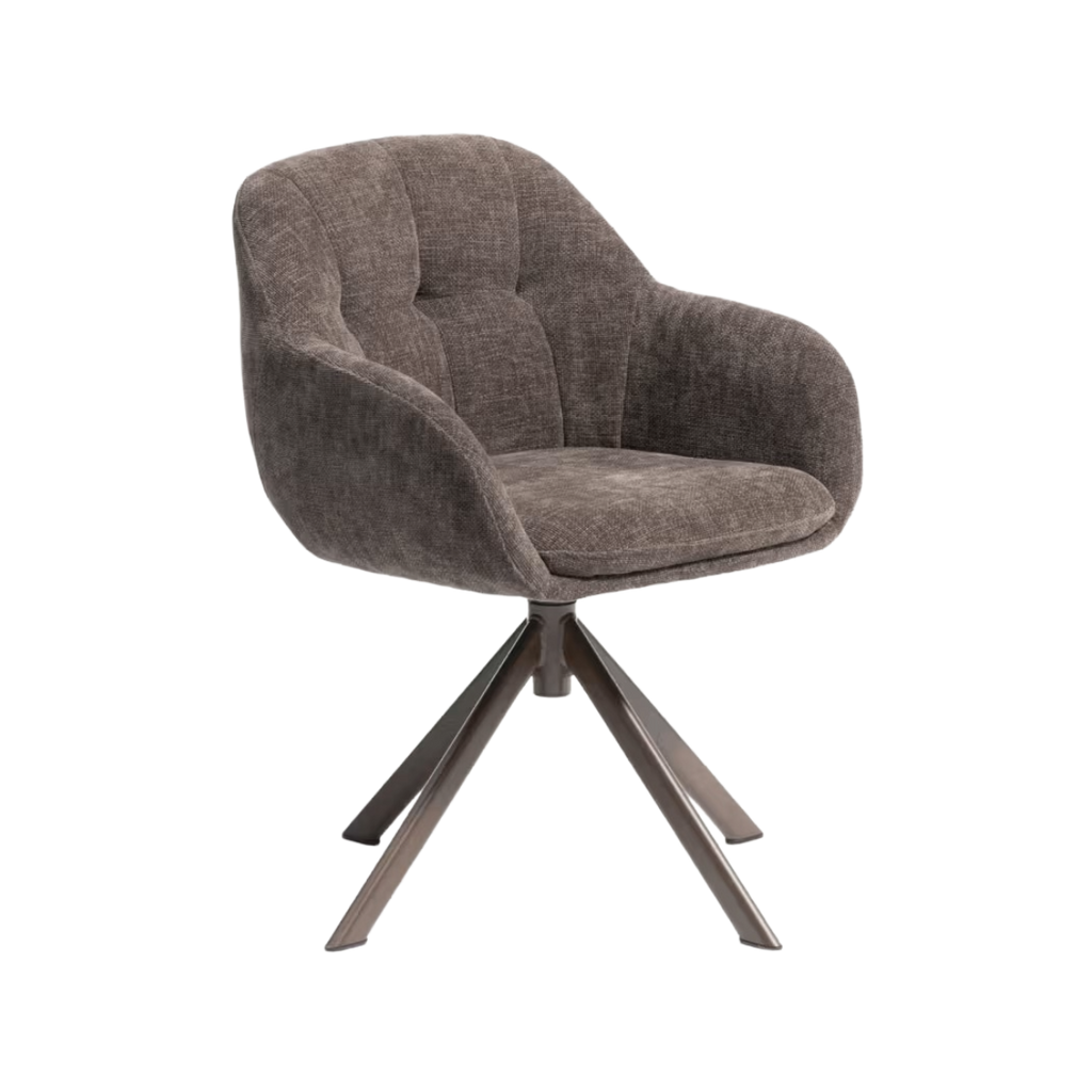 DORINA Brown Chenille Swivel Chair — Kave Home