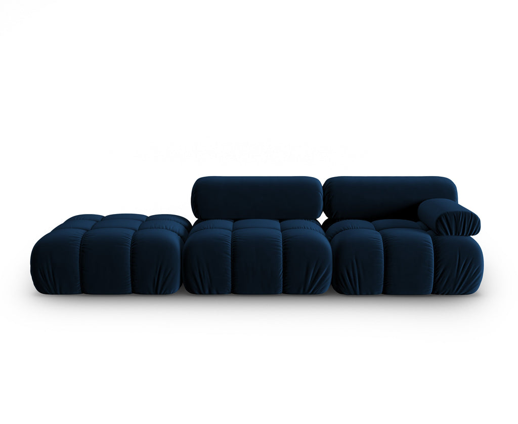 CORTINA Royal Blue Open-Left 3-Seater Velvet Sofa — Cosmopolitan Design
