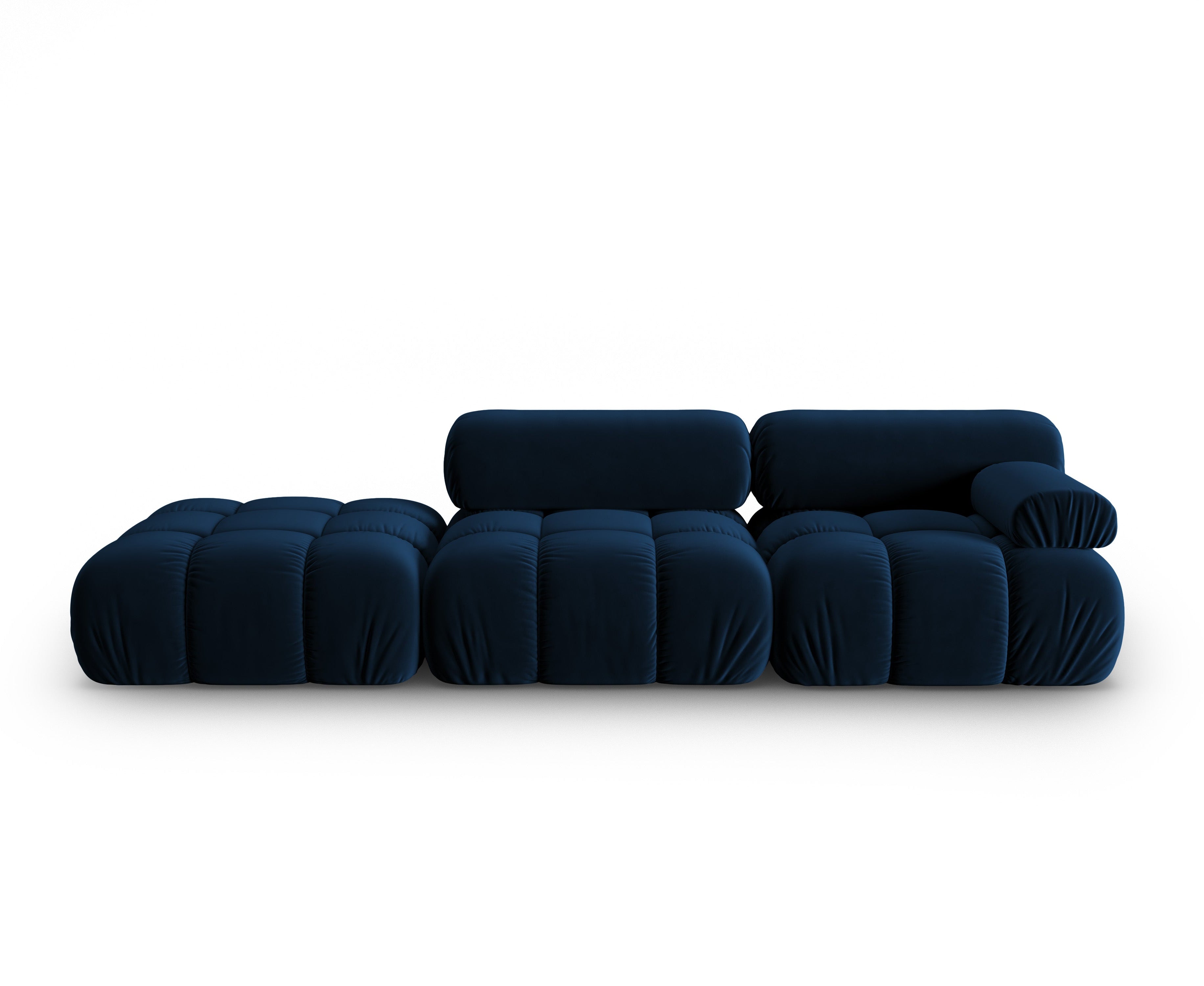 CORTINA Royal Blue Open-Left 3-Seater Velvet Sofa — Cosmopolitan Design