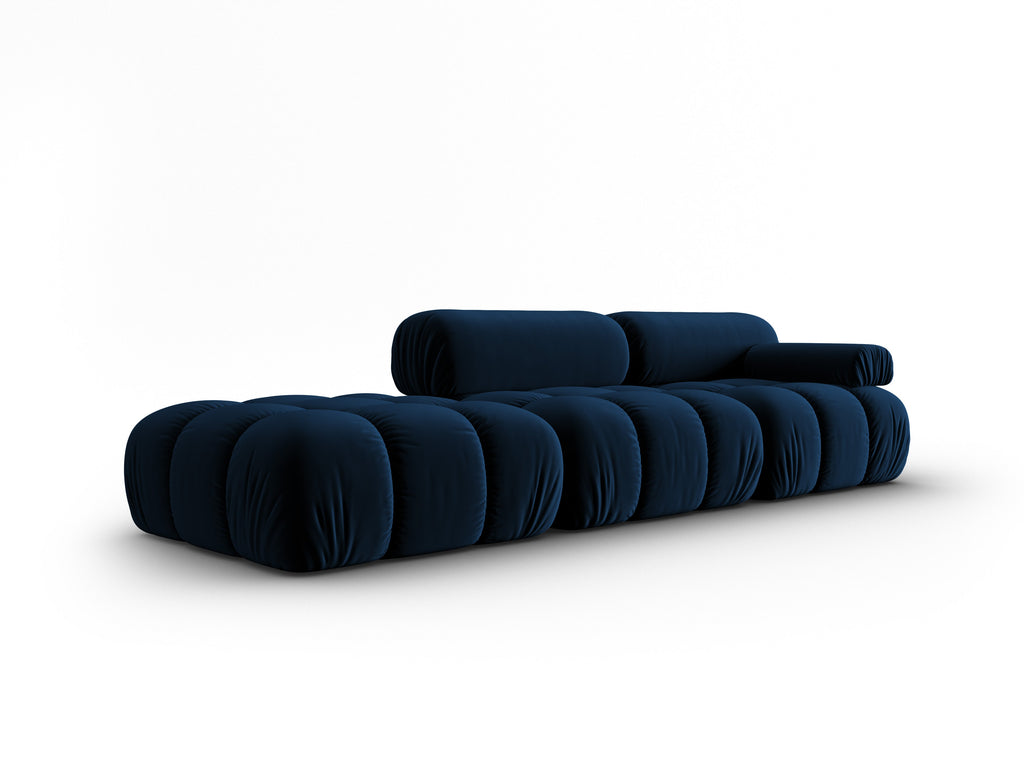 CORTINA Royal Blue Open-Left 3-Seater Velvet Sofa — Cosmopolitan Design