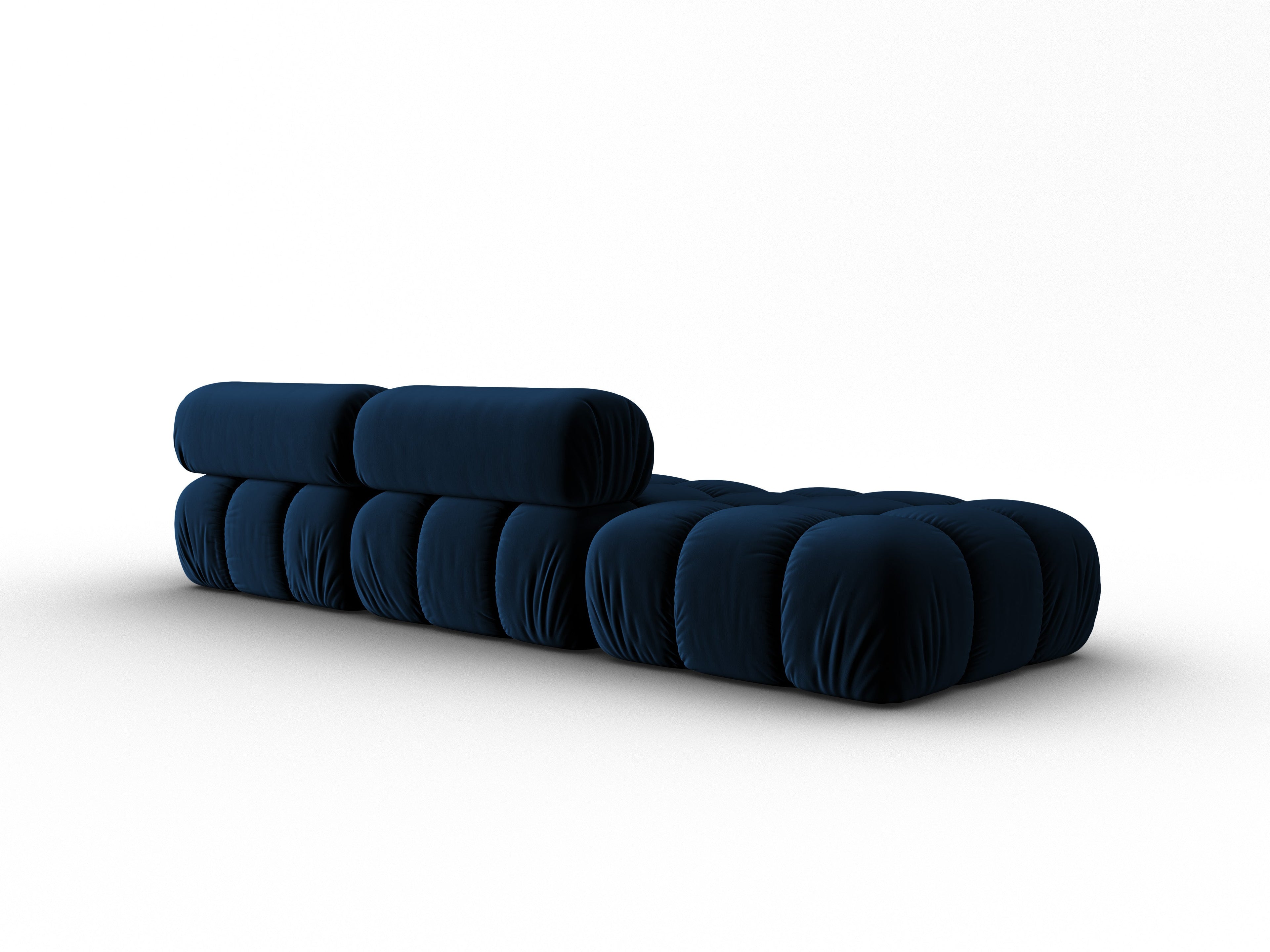 CORTINA Royal Blue Open-Left 3-Seater Velvet Sofa — Cosmopolitan Design