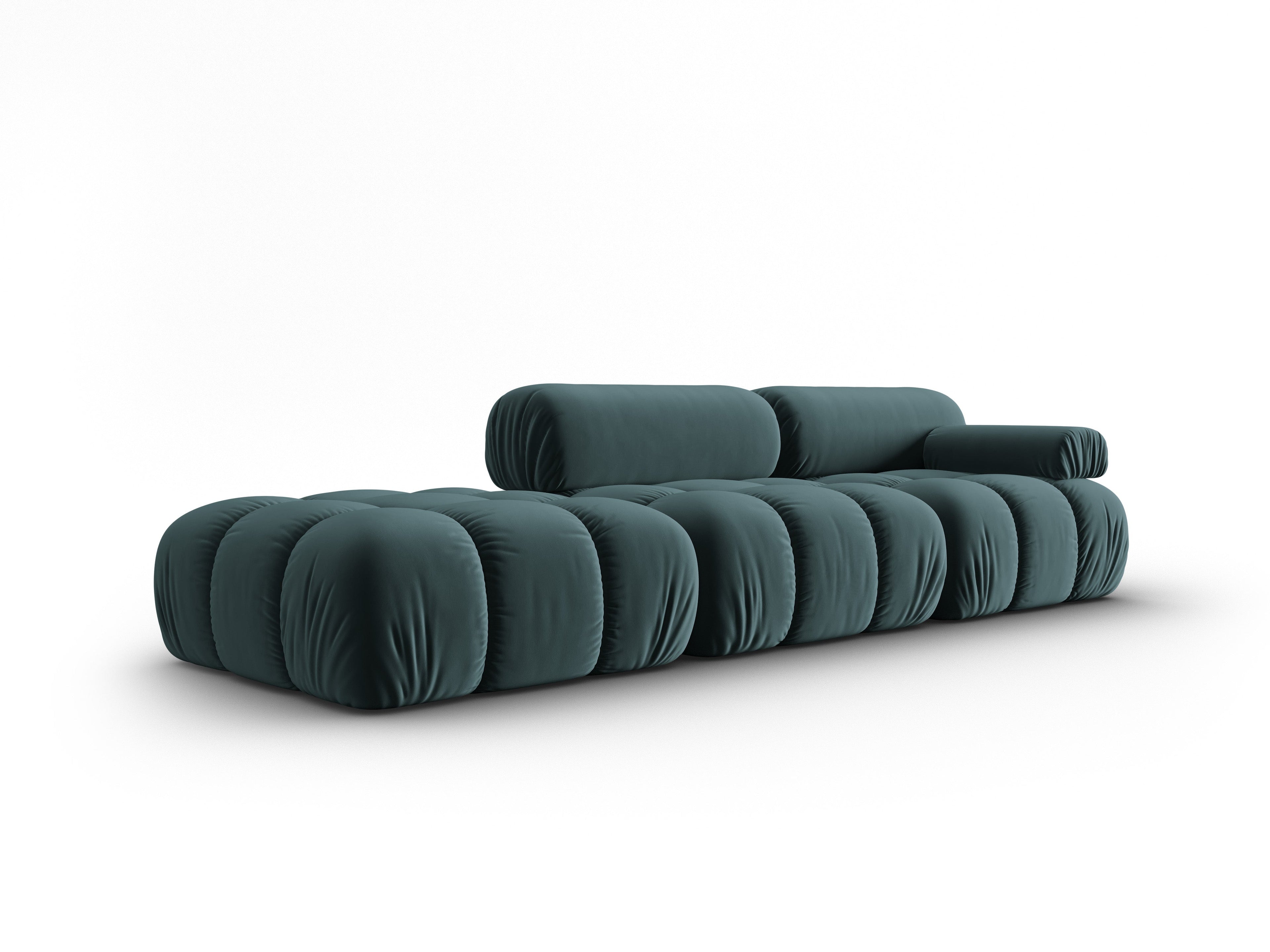 CORTINA turquoise velvet 3-seater open left sofa — Cosmopolitan Design