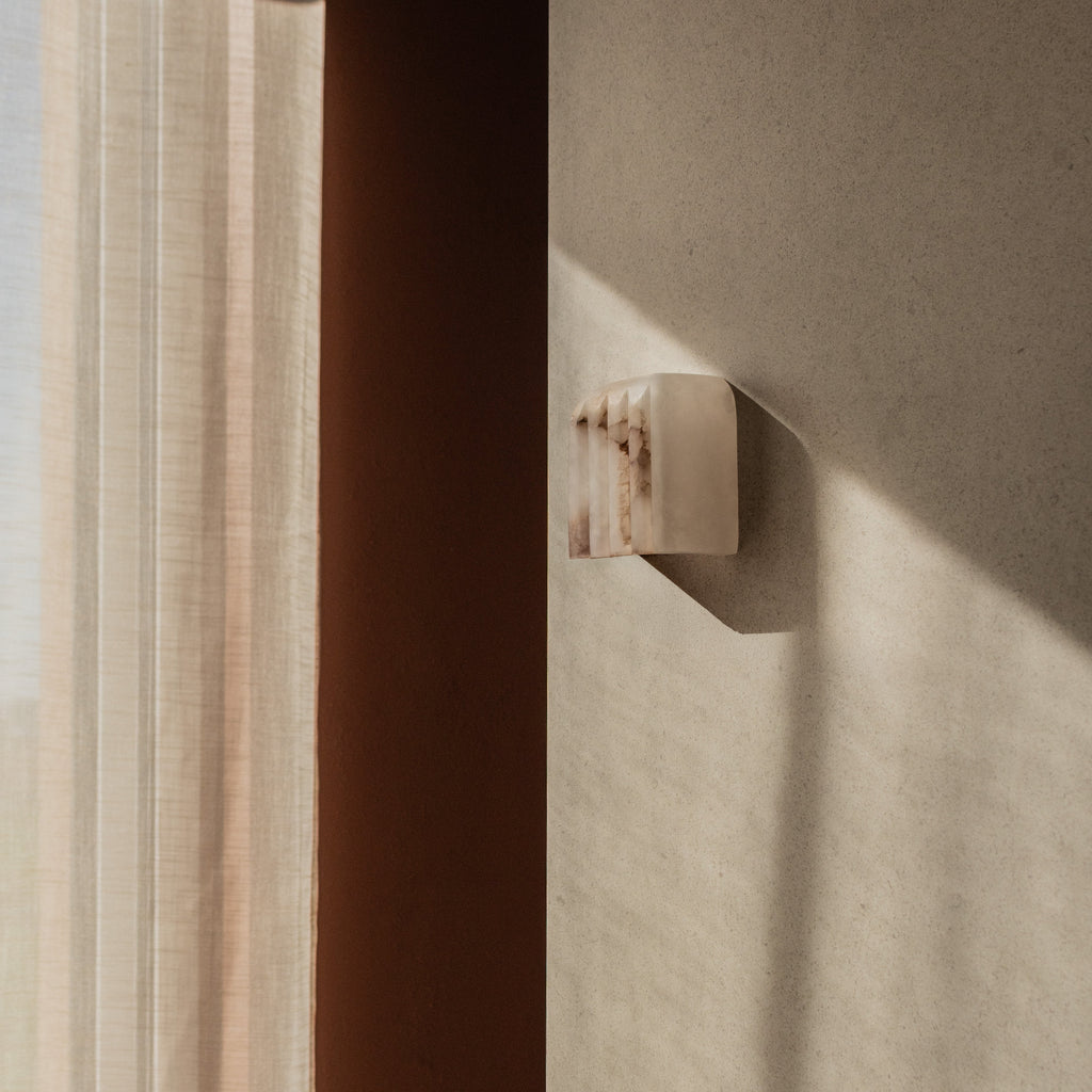 MEROPE Alabaster Wall Sconce with Patterned Finish — Embassy Interiors