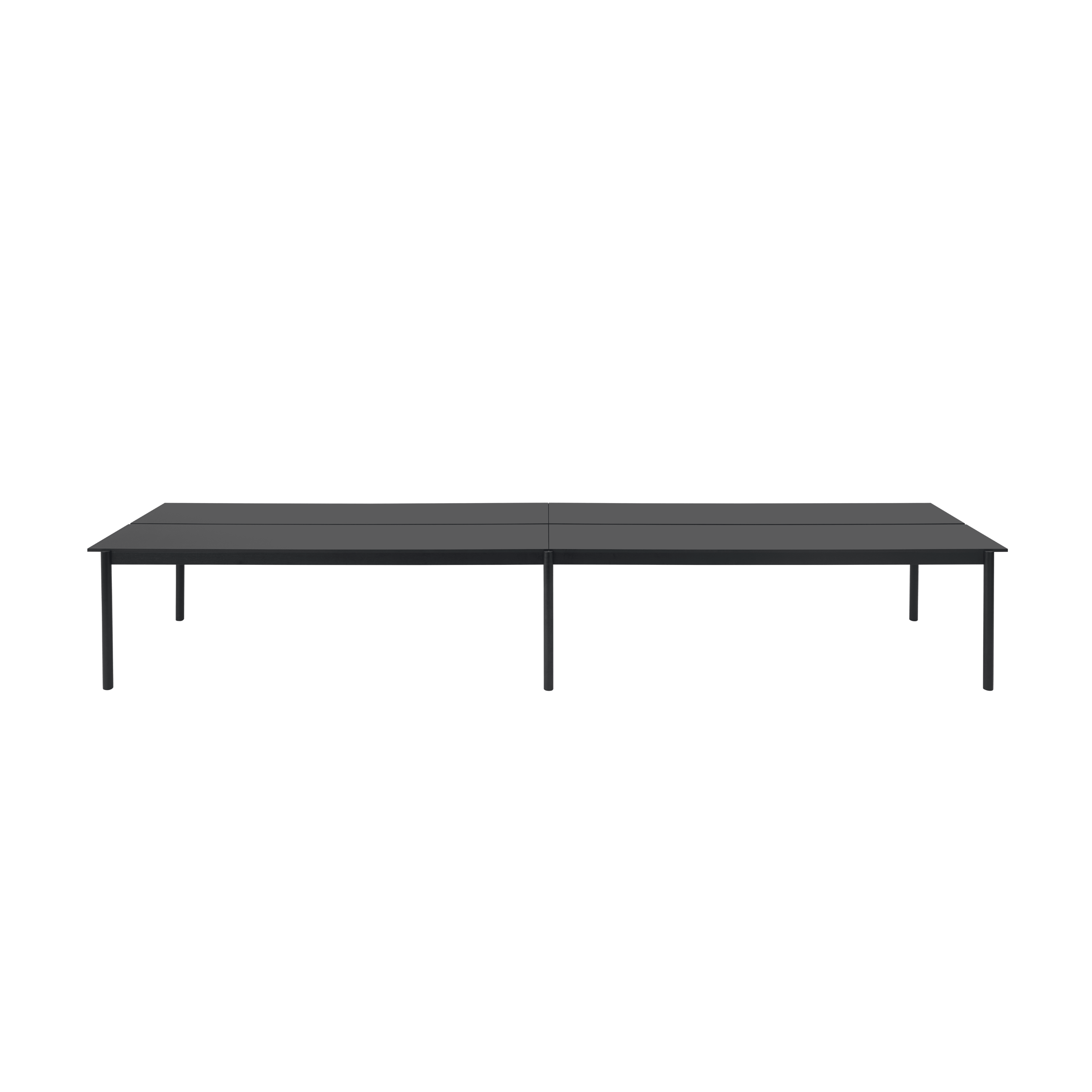LINEAR SYSTEM Office Desk - CONFIGURATION 2 in black nanolaminate with a black base — Muuto