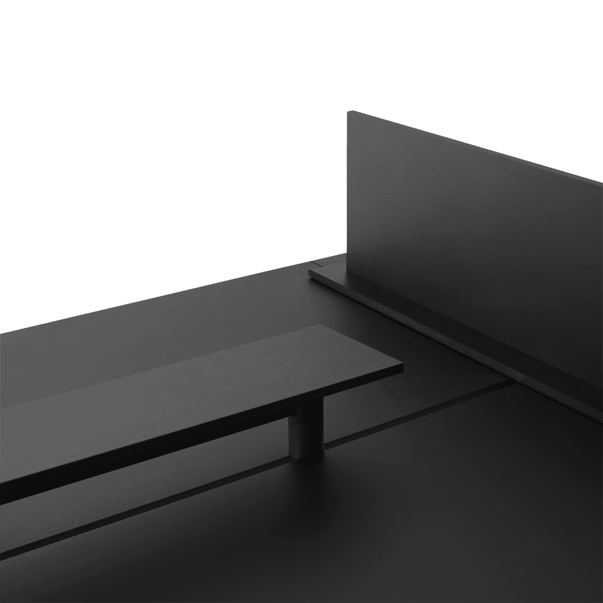 LINEAR SYSTEM Office Desk - CONFIGURATION 2 in black nanolaminate with a black base — Muuto