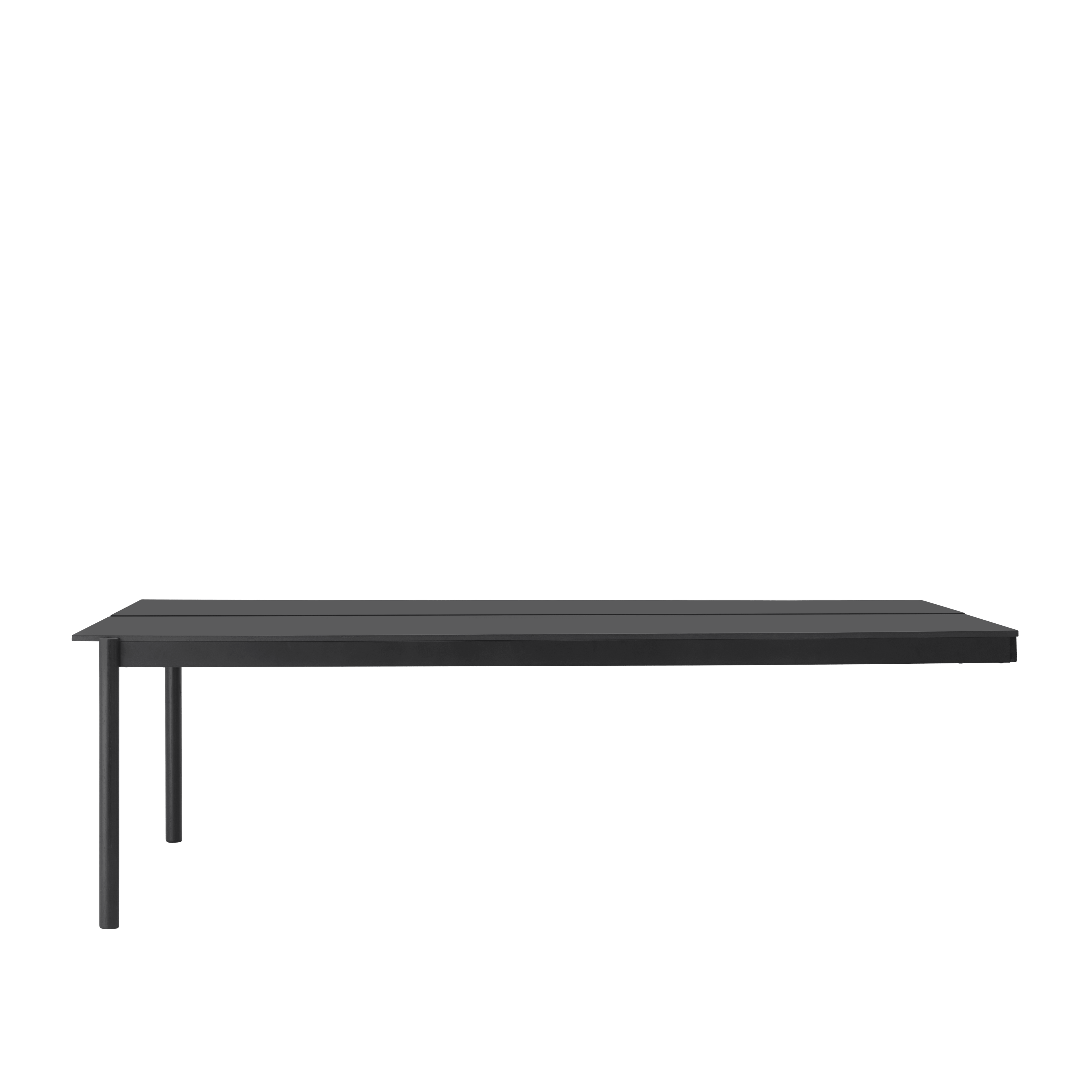 LINEAR SYSTEM Office Desk - CONFIGURATION 2 in black nanolaminate with a black base — Muuto