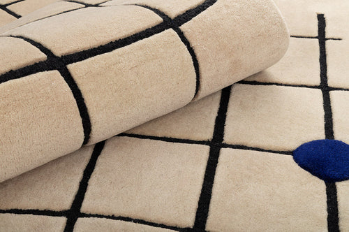 Beige LONDON Rug with Cobalt Blue — Carpets & More