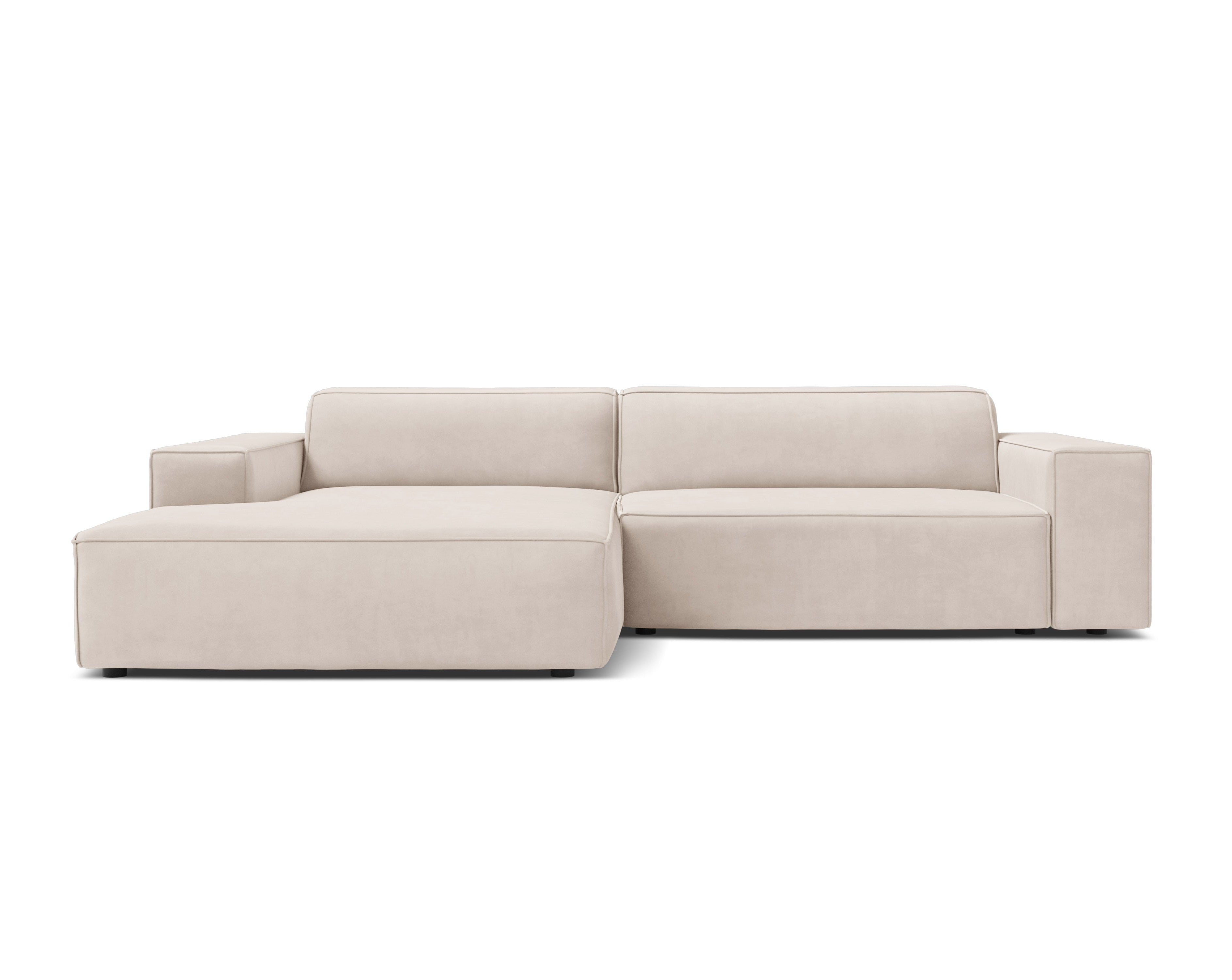 Left-facing 3-seater sofa JODIE in light beige velvet — Micadoni