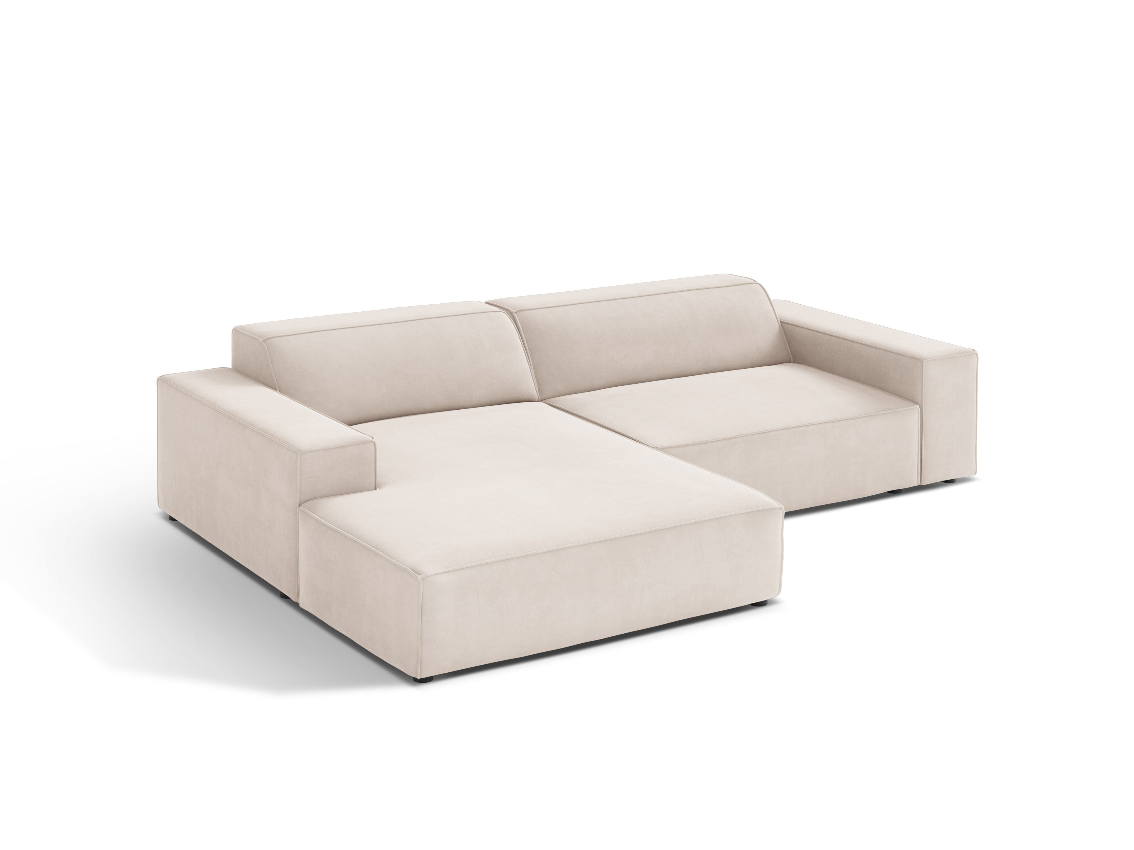 Left-facing 3-seater sofa JODIE in light beige velvet — Micadoni