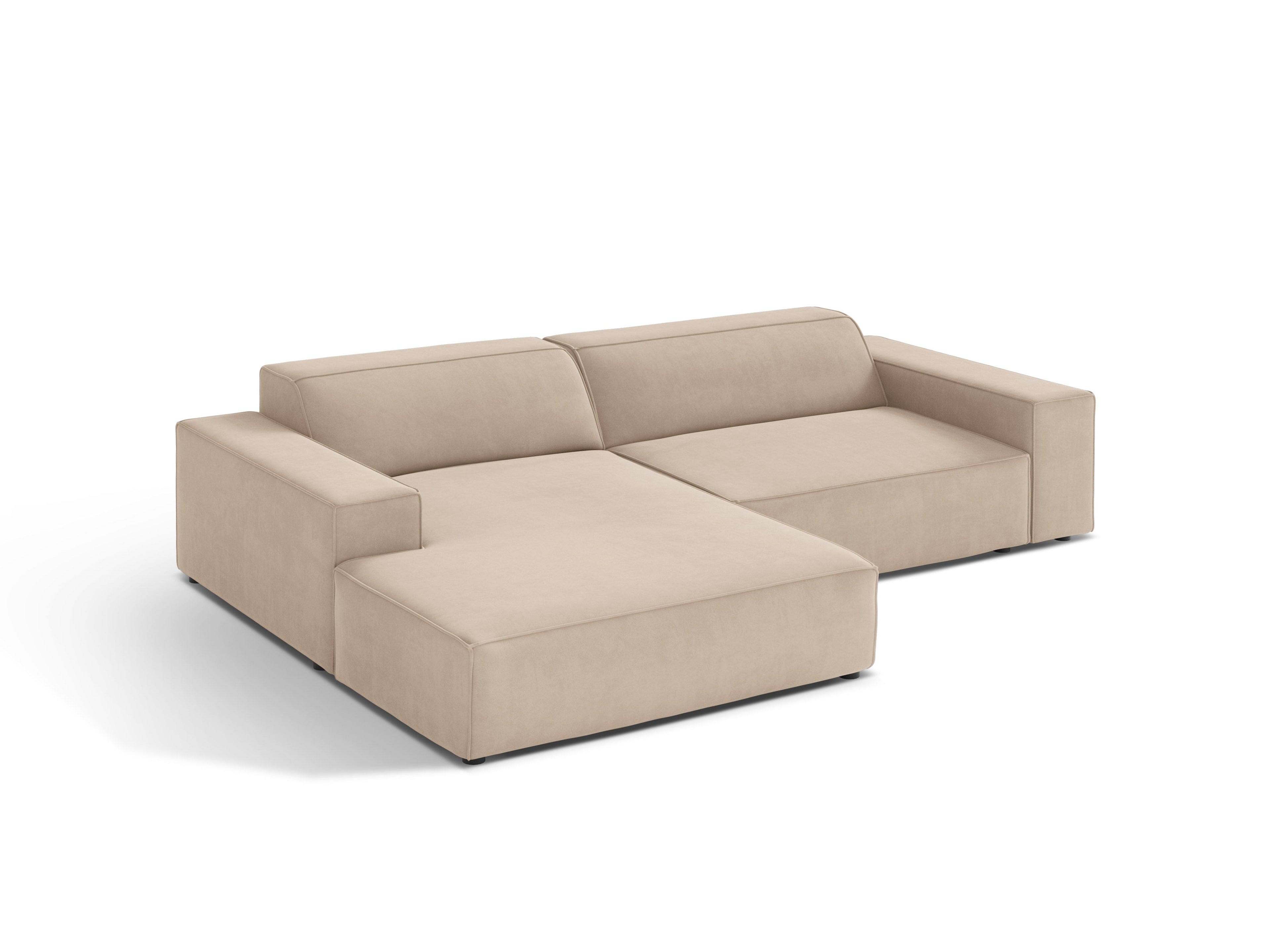 Left-facing 3-seater sofa JODIE in beige velvet — Micadoni