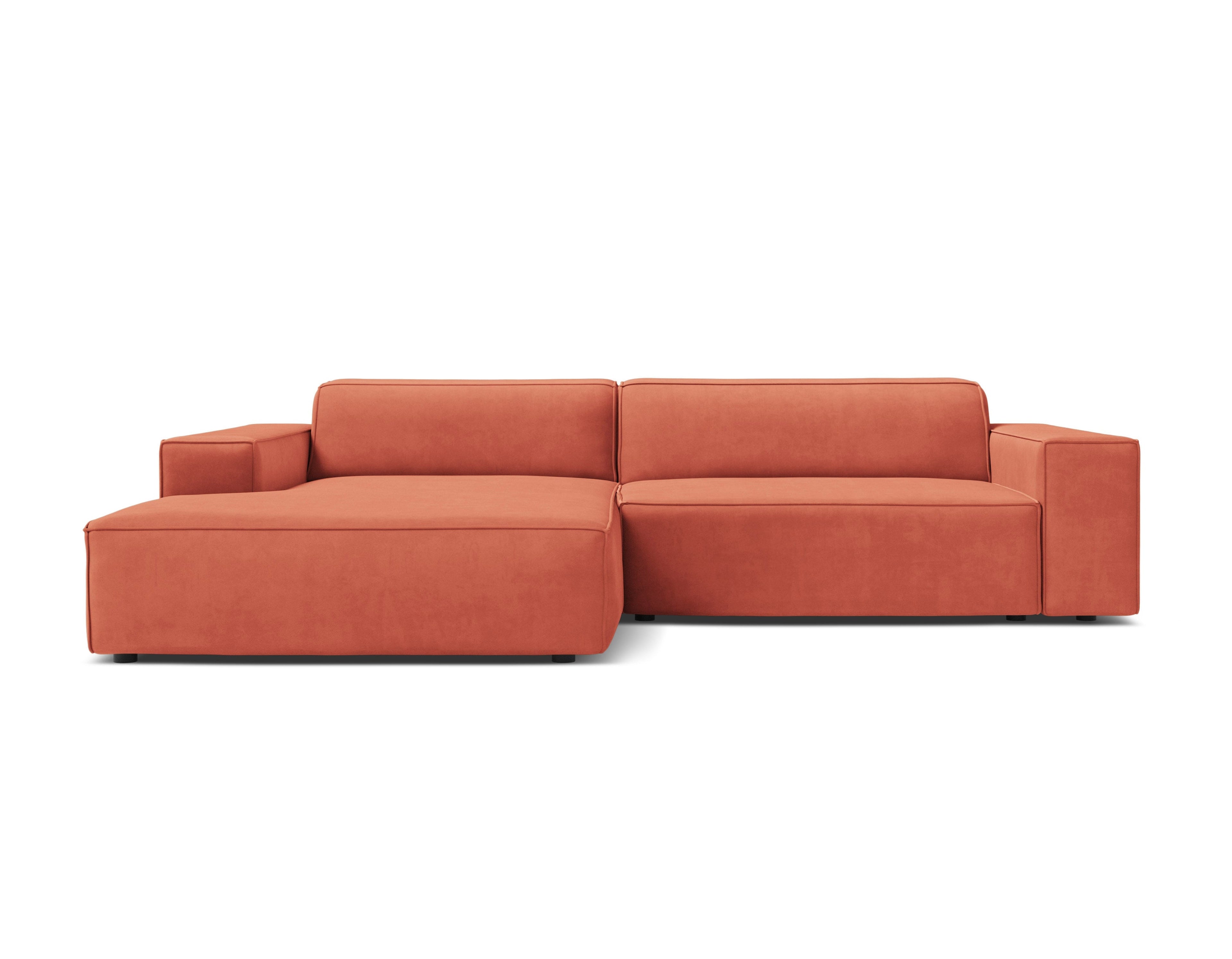 Left-facing 3-seater sofa JODIE in coral velvet — Micadoni