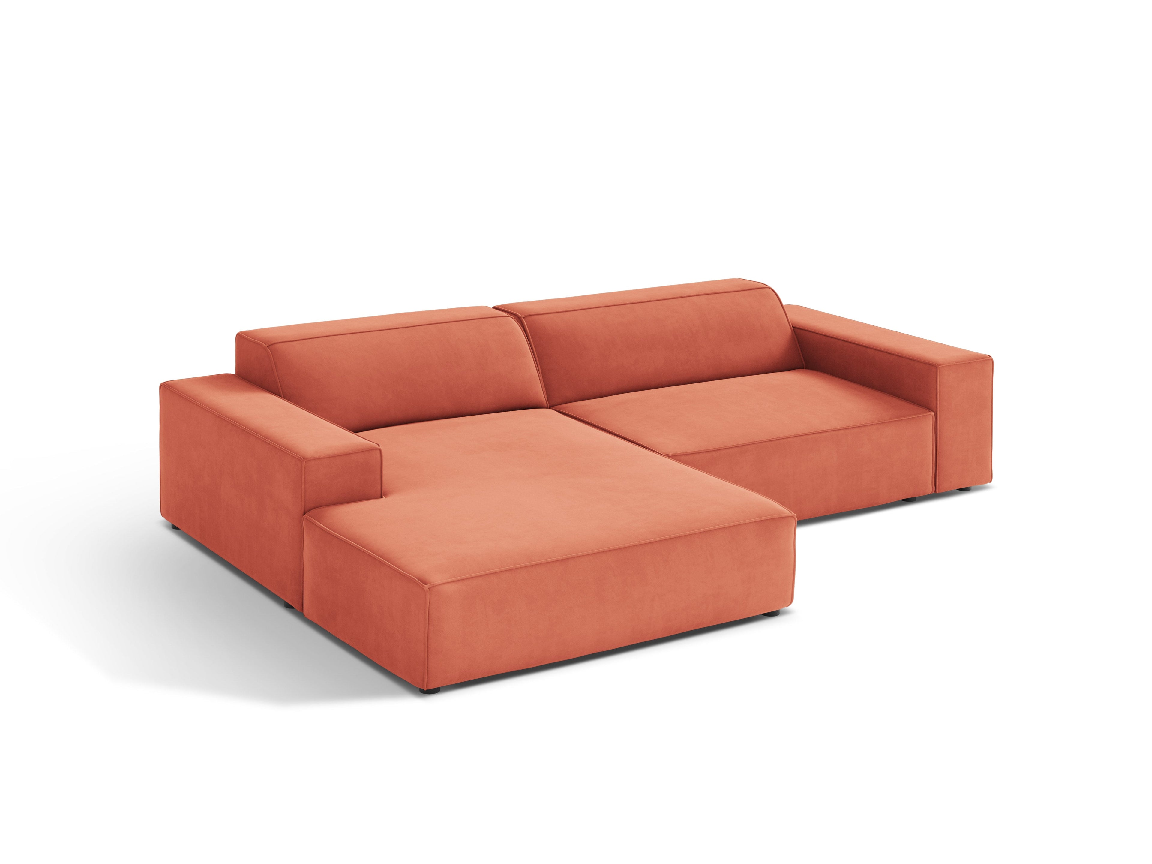 Left-facing 3-seater sofa JODIE in coral velvet — Micadoni