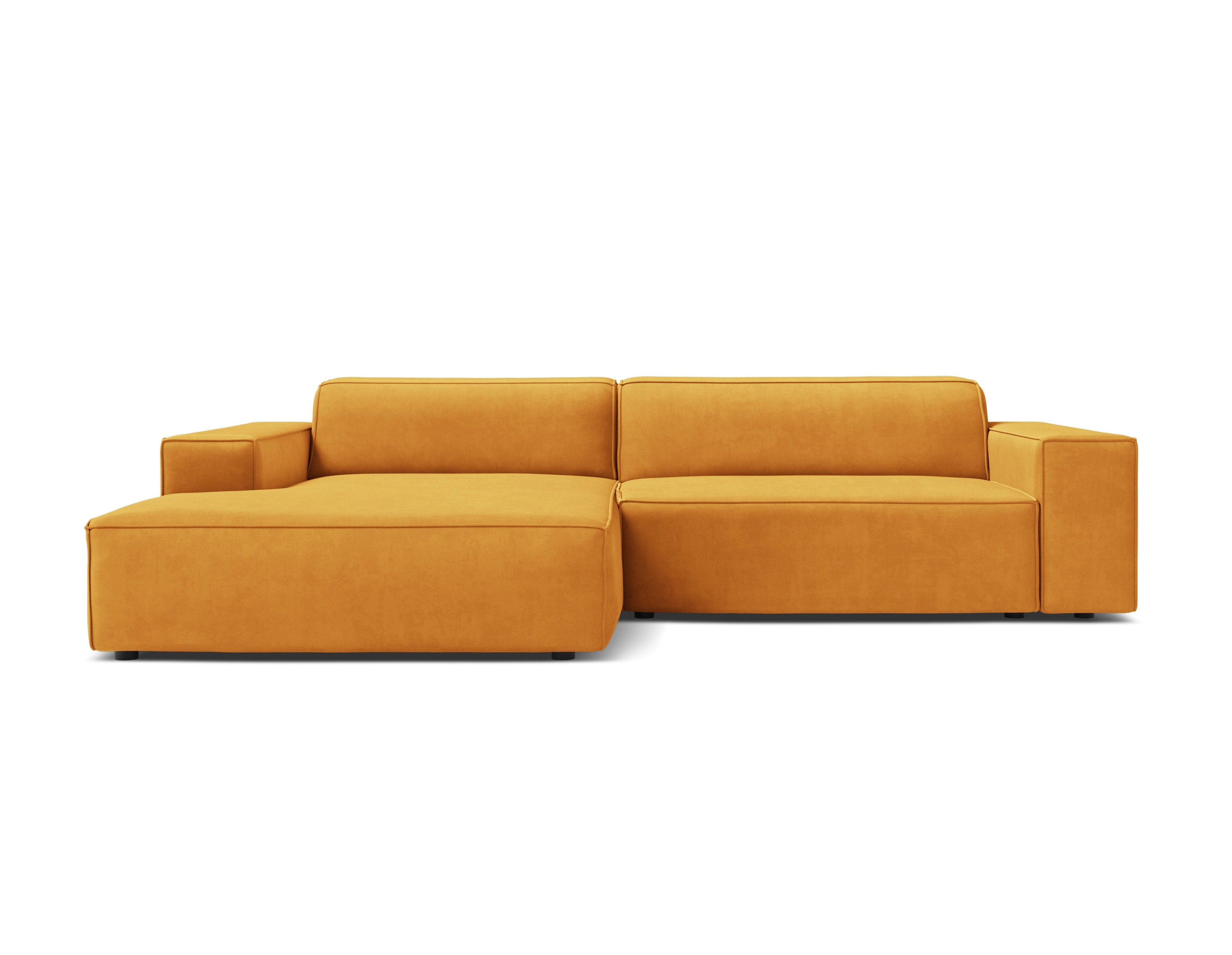Left-facing 3-seater sofa JODIE in mustard velvet — Micadoni
