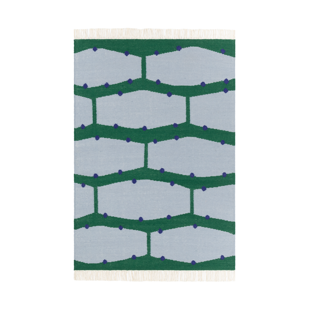 RIO Fringe Rug in Blue with Green and Cobalt — Carpets & More