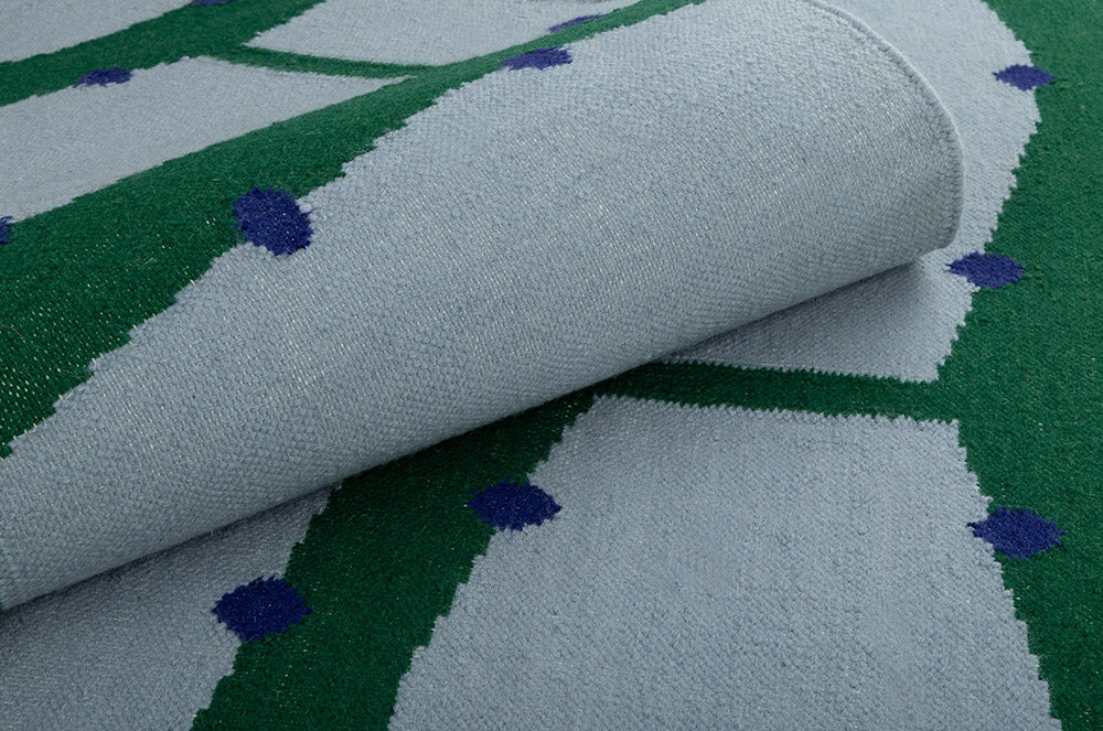 RIO Fringe Rug in Blue with Green and Cobalt — Carpets & More