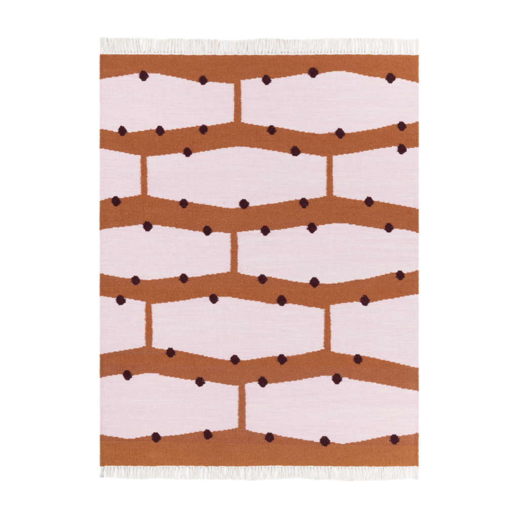RIO Brick Fringe Rug in Black and Pink — Carpets & More