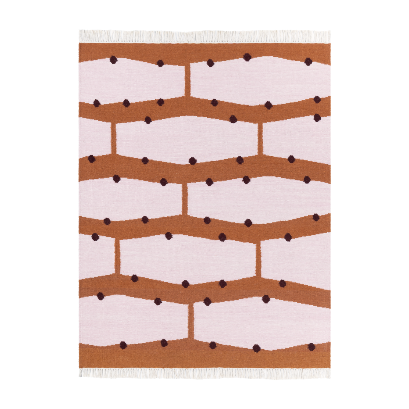 RIO Brick Fringe Rug in Black and Pink — Carpets & More