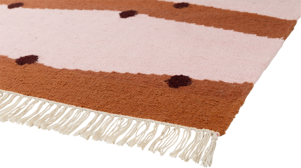RIO Brick Fringe Rug in Black and Pink — Carpets & More
