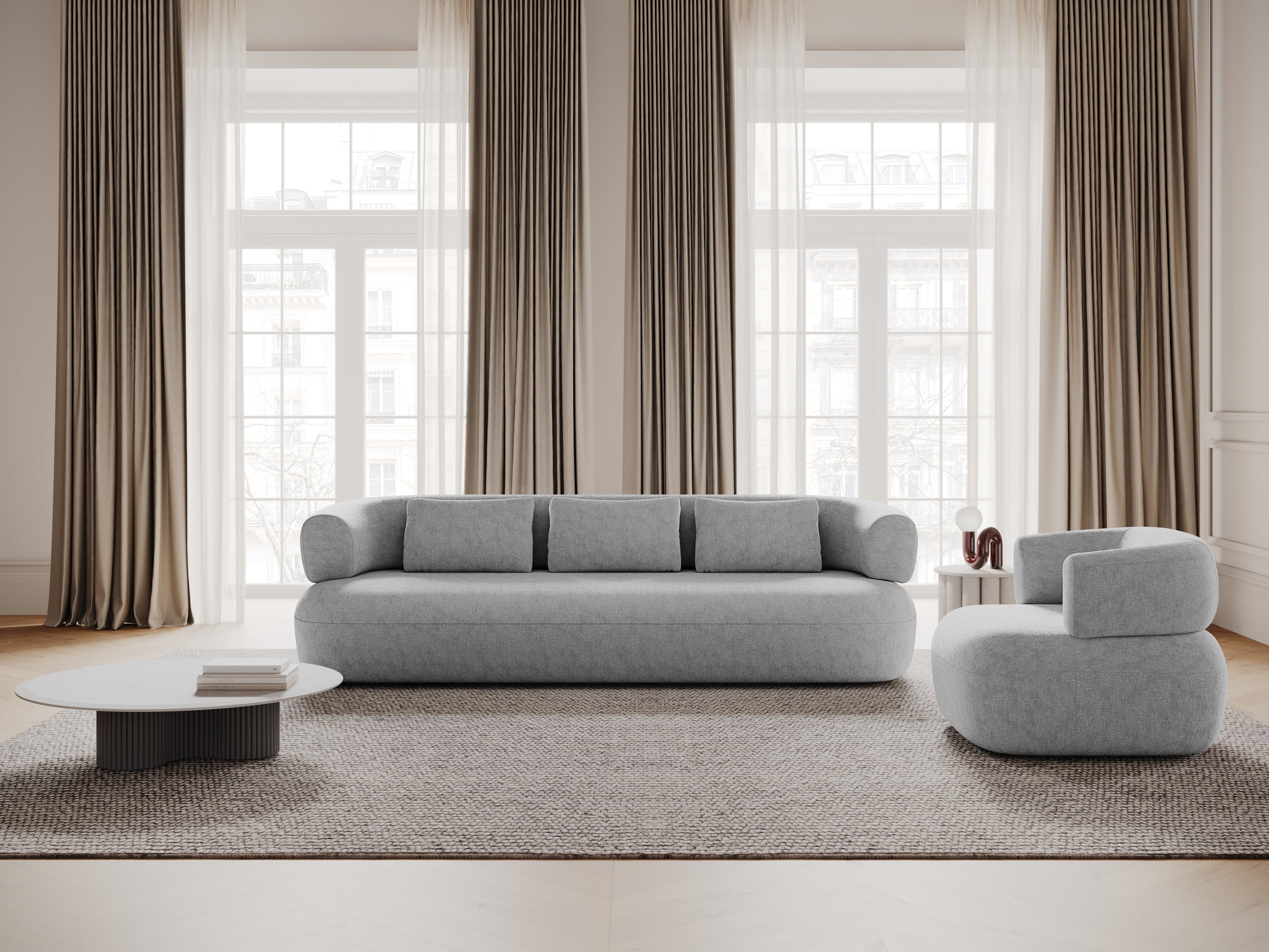 Aldrin 3.5-Seater Sofa in Gray Chenille — Windsor & Co