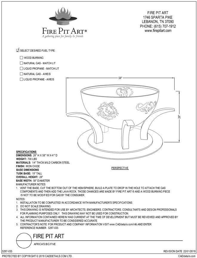 Fire Pit Art Africa's Big Five Fire Pit – view 5