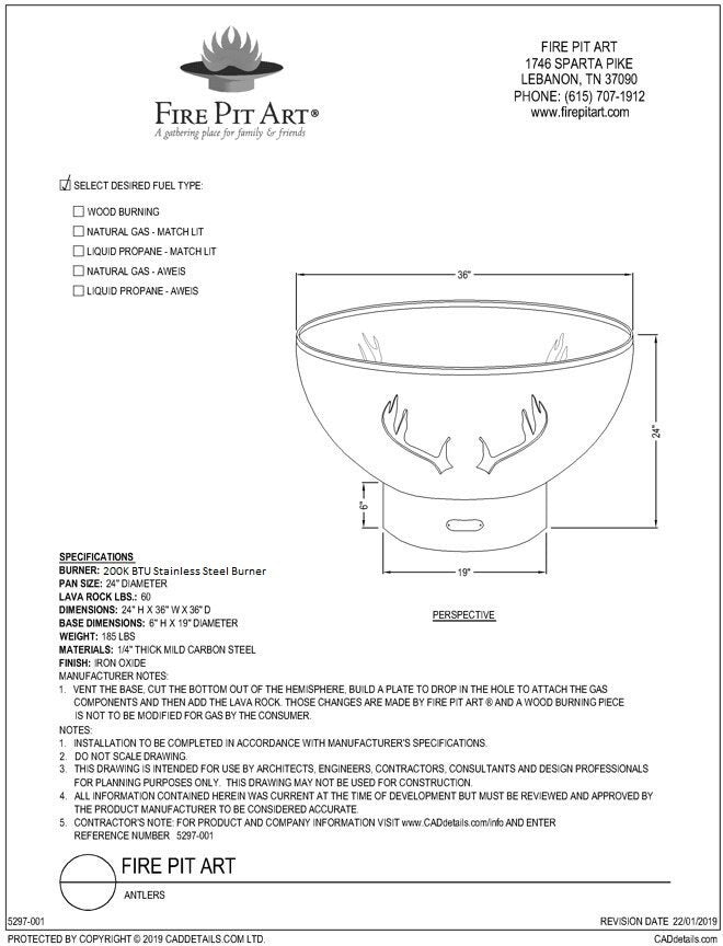 Fire Pit Art Antlers Fire Pit – view 3