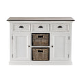 NovaSolo Halifax Accent Buffet with 2 Baskets, White Distress & Deep Brown