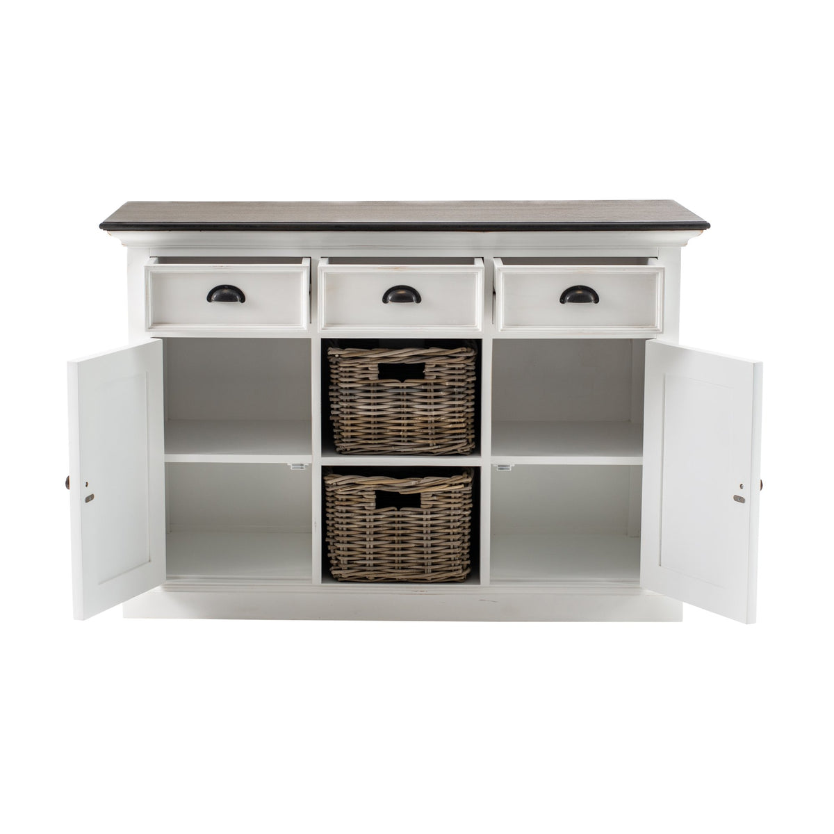 NovaSolo Halifax Accent Buffet with 2 Baskets, White Distress & Deep Brown – view 2