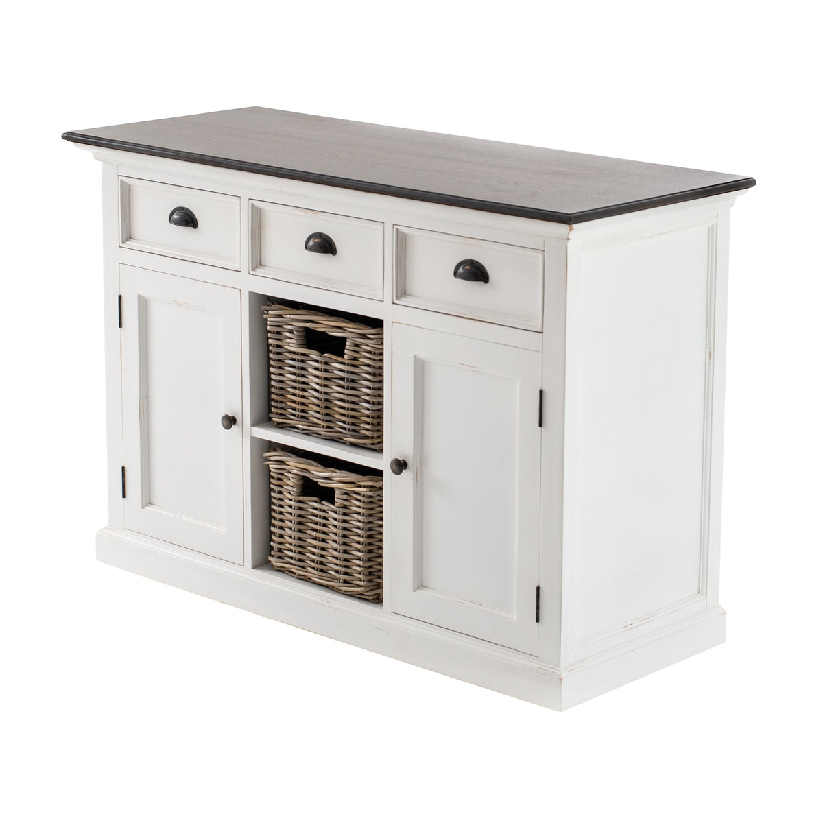 NovaSolo Halifax Accent Buffet with 2 Baskets, White Distress & Deep Brown – view 3