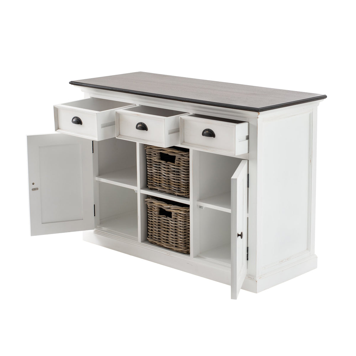NovaSolo Halifax Accent Buffet with 2 Baskets, White Distress & Deep Brown – view 4