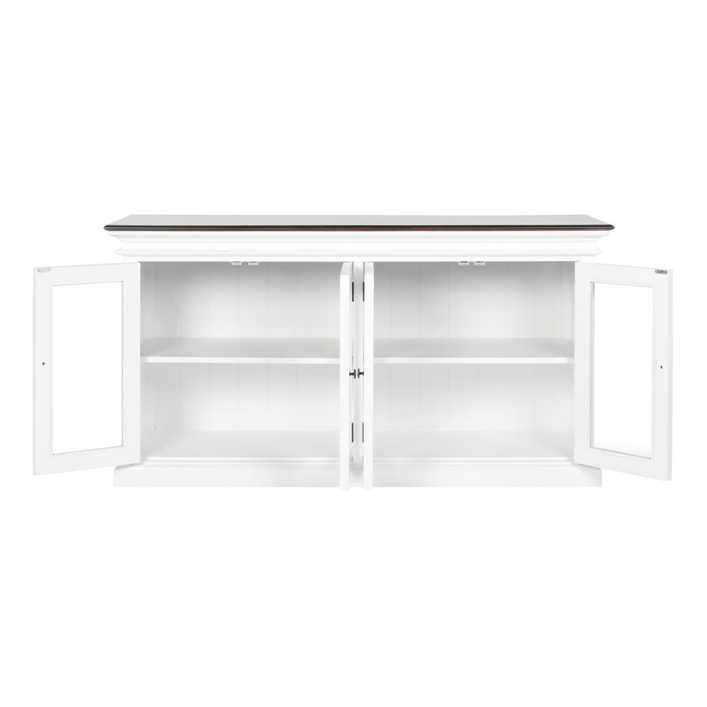NovaSolo Halifax Accent Display Buffet with 4 Glass Doors, White Distress & Deep Brown – view 2