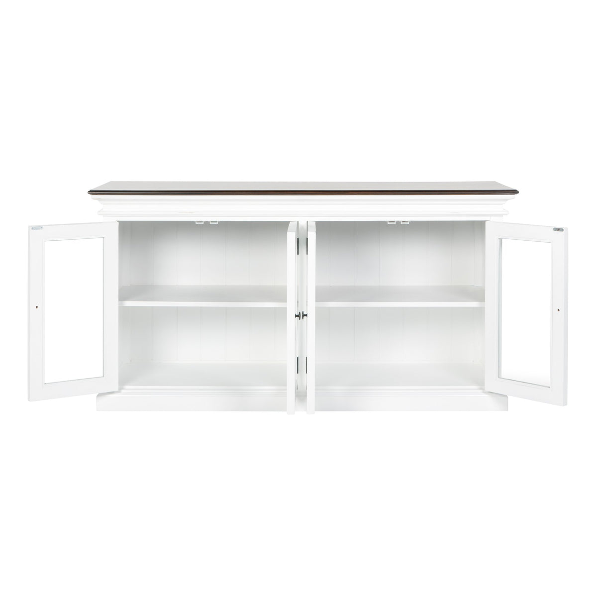 NovaSolo Halifax Accent Display Buffet with 4 Glass Doors, White Distress & Deep Brown – view 2