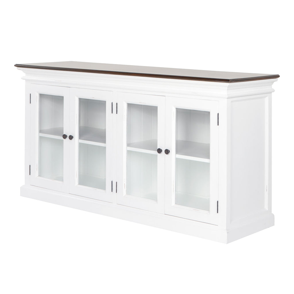 NovaSolo Halifax Accent Display Buffet with 4 Glass Doors, White Distress & Deep Brown – view 3