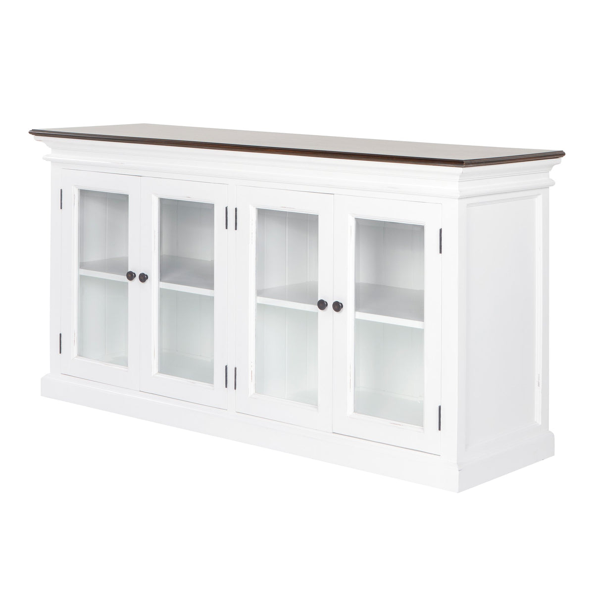 NovaSolo Halifax Accent Display Buffet with 4 Glass Doors, White Distress & Deep Brown – view 3