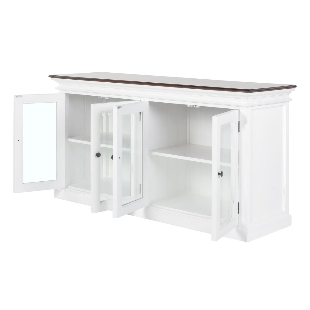 NovaSolo Halifax Accent Display Buffet with 4 Glass Doors, White Distress & Deep Brown – view 4