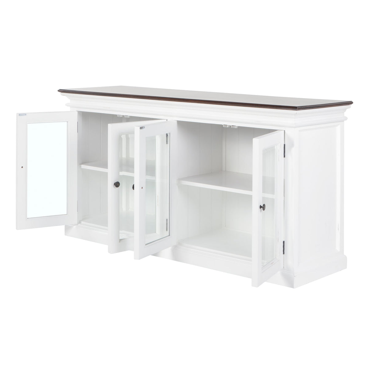 NovaSolo Halifax Accent Display Buffet with 4 Glass Doors, White Distress & Deep Brown – view 4