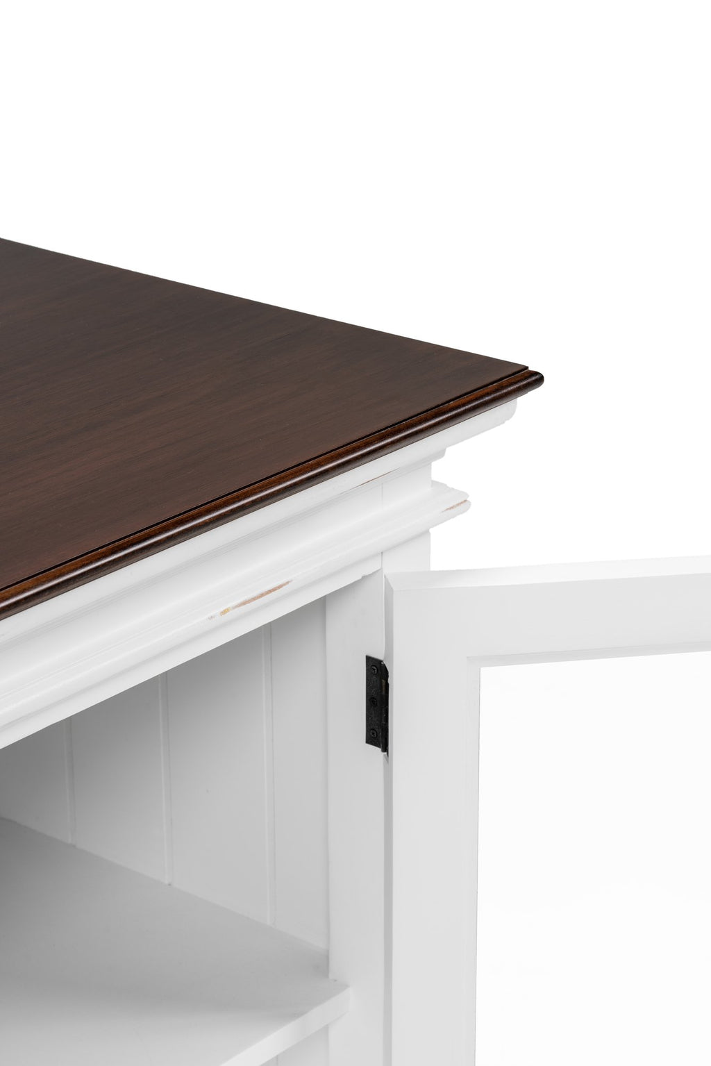 NovaSolo Halifax Accent Display Buffet with 4 Glass Doors, White Distress & Deep Brown – view 9