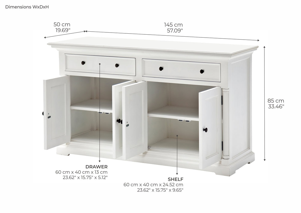 NovaSolo Provence Classic Buffet, Classic White – dimensions