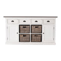 NovaSolo Halifax Accent Buffet with 4 Baskets, White Distress & Deep Brown